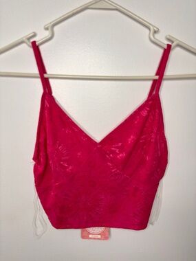 Pink Floral Crop Tank Top Heart & Hips Size M